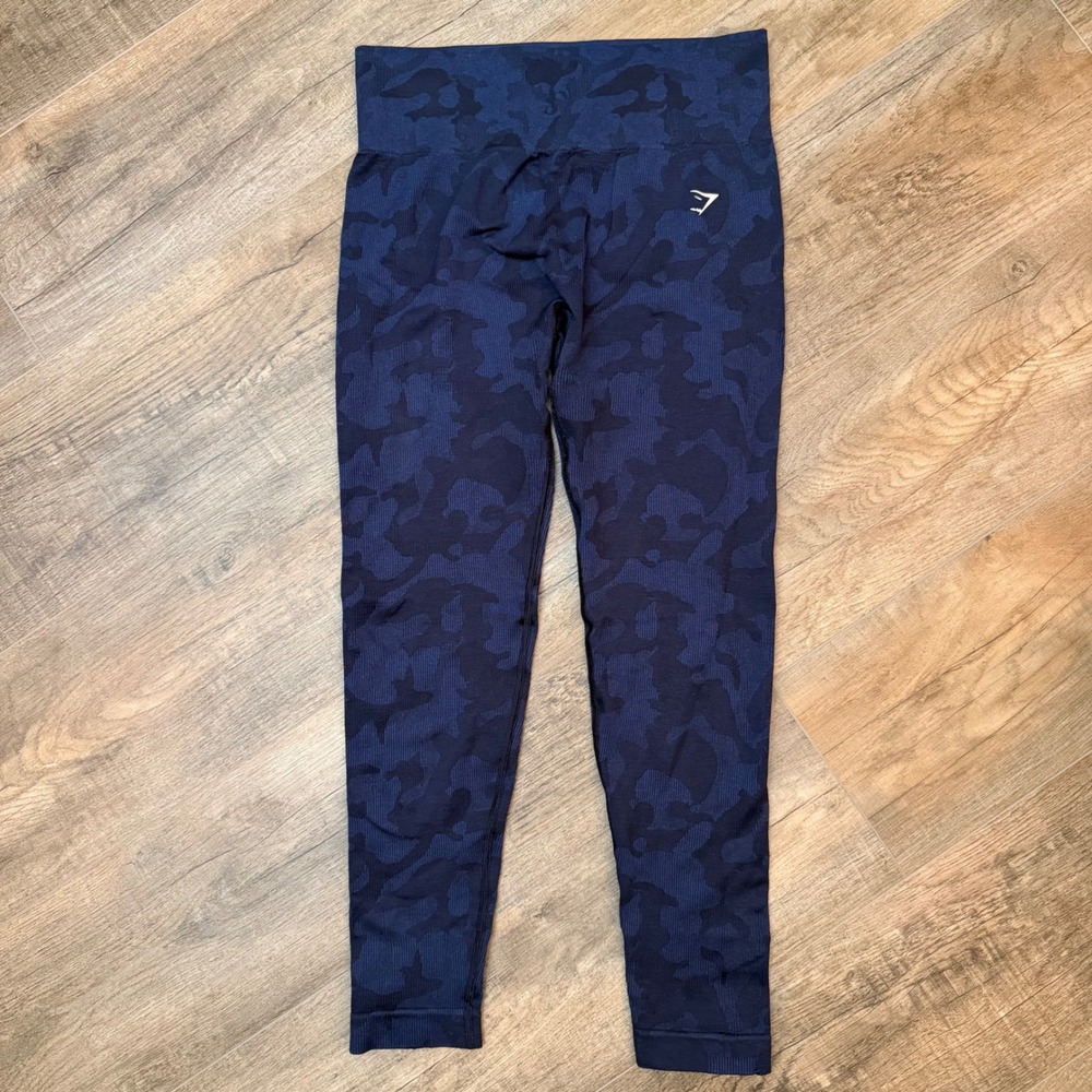 Gymshark Adapt Camo Seamless Leggings Navy Blue High Waisted Activewear Women S?